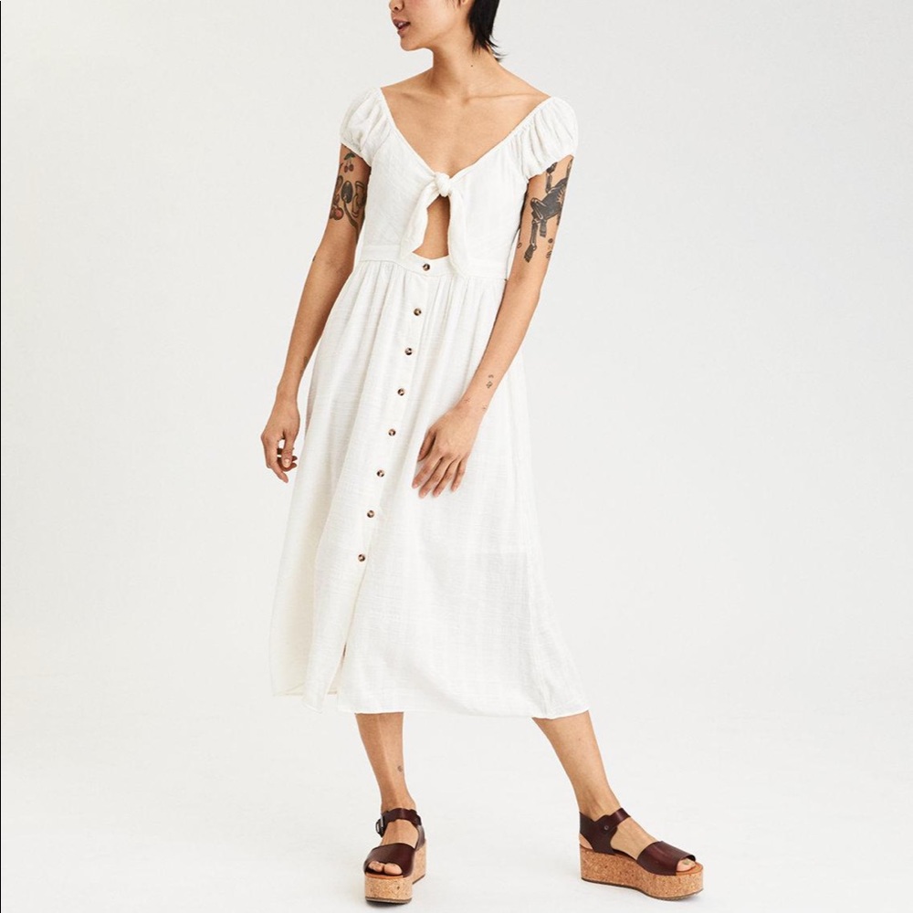 American Eagle Knot Front button up Midi Dress